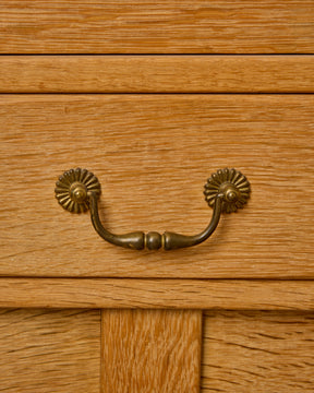 Danish Oak Highboard with Green Glass