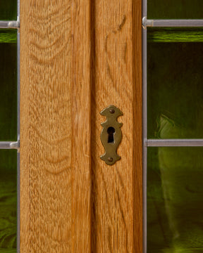 Danish Oak Highboard with Green Glass