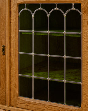 Danish Oak Highboard with Green Glass