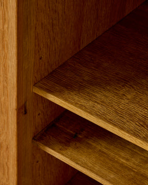 Danish Oak Highboard with Green Glass