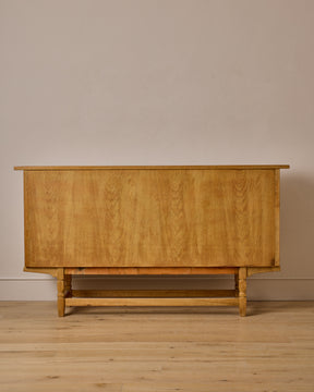 Danish Oak Highboard with Green Glass