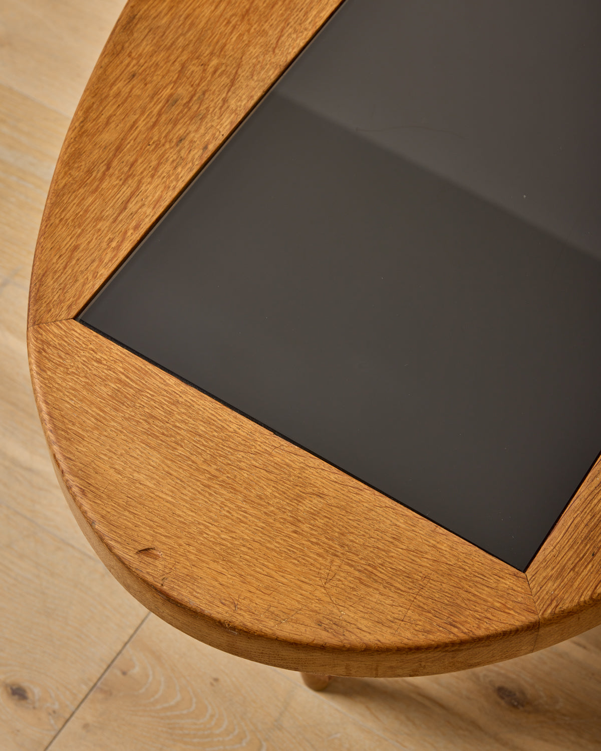 Fumé Glass + Oak Coffee Table by Guillerme & Chambron