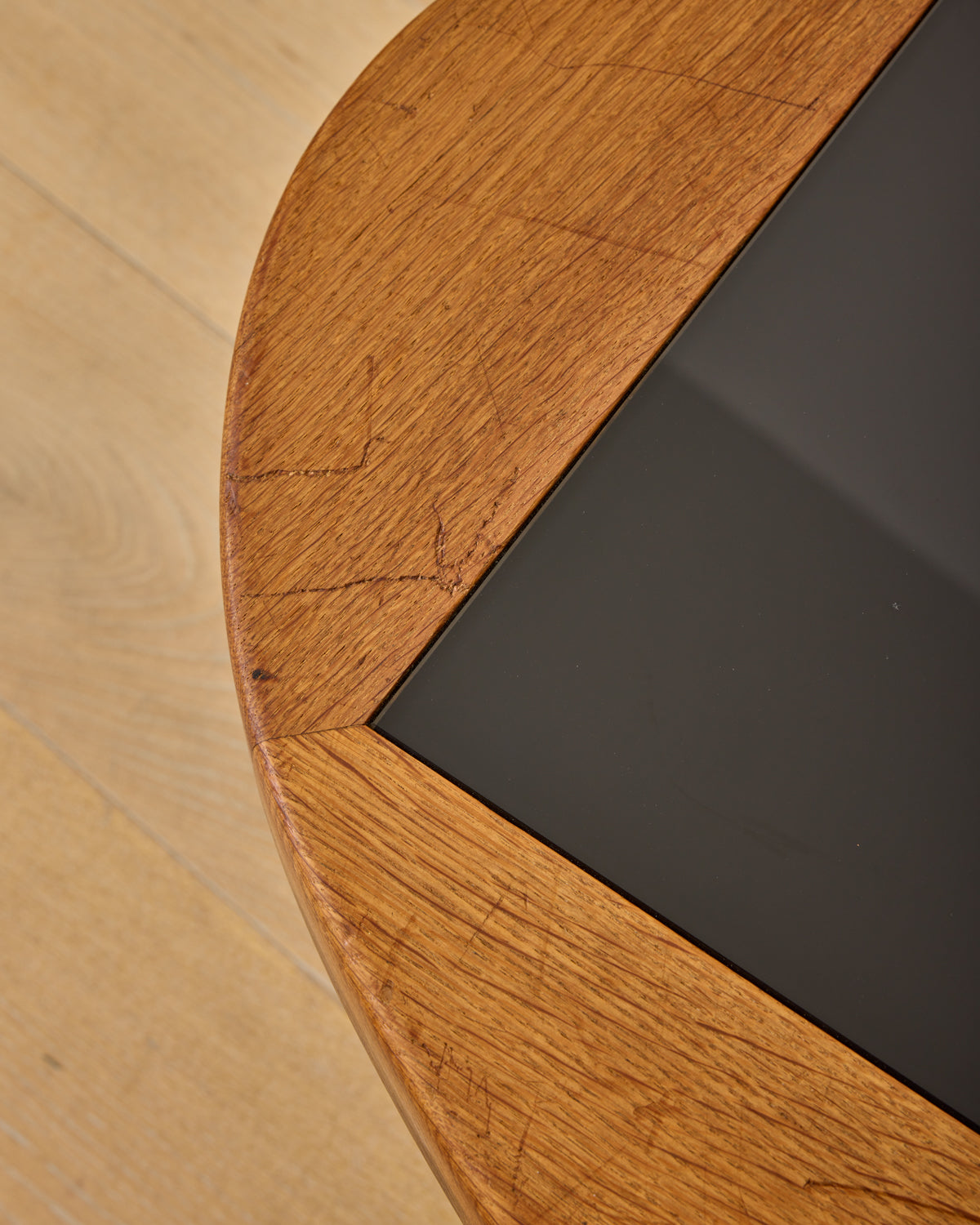 Fumé Glass + Oak Coffee Table by Guillerme & Chambron