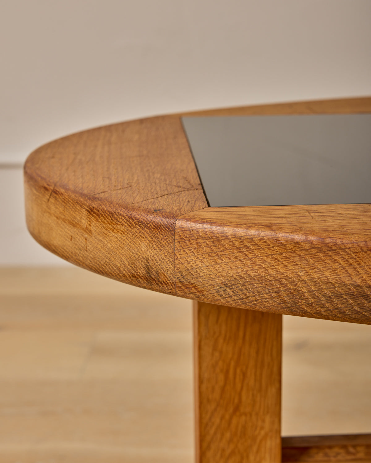 Fumé Glass + Oak Coffee Table by Guillerme & Chambron