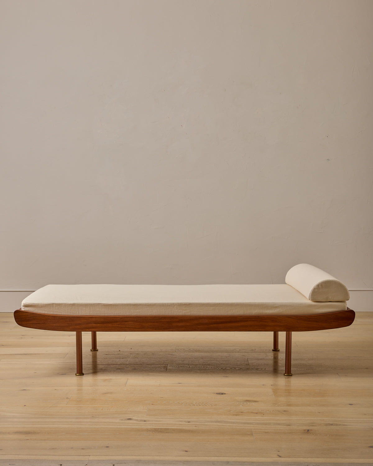 Curved Wooden Daybed with Copper Legs