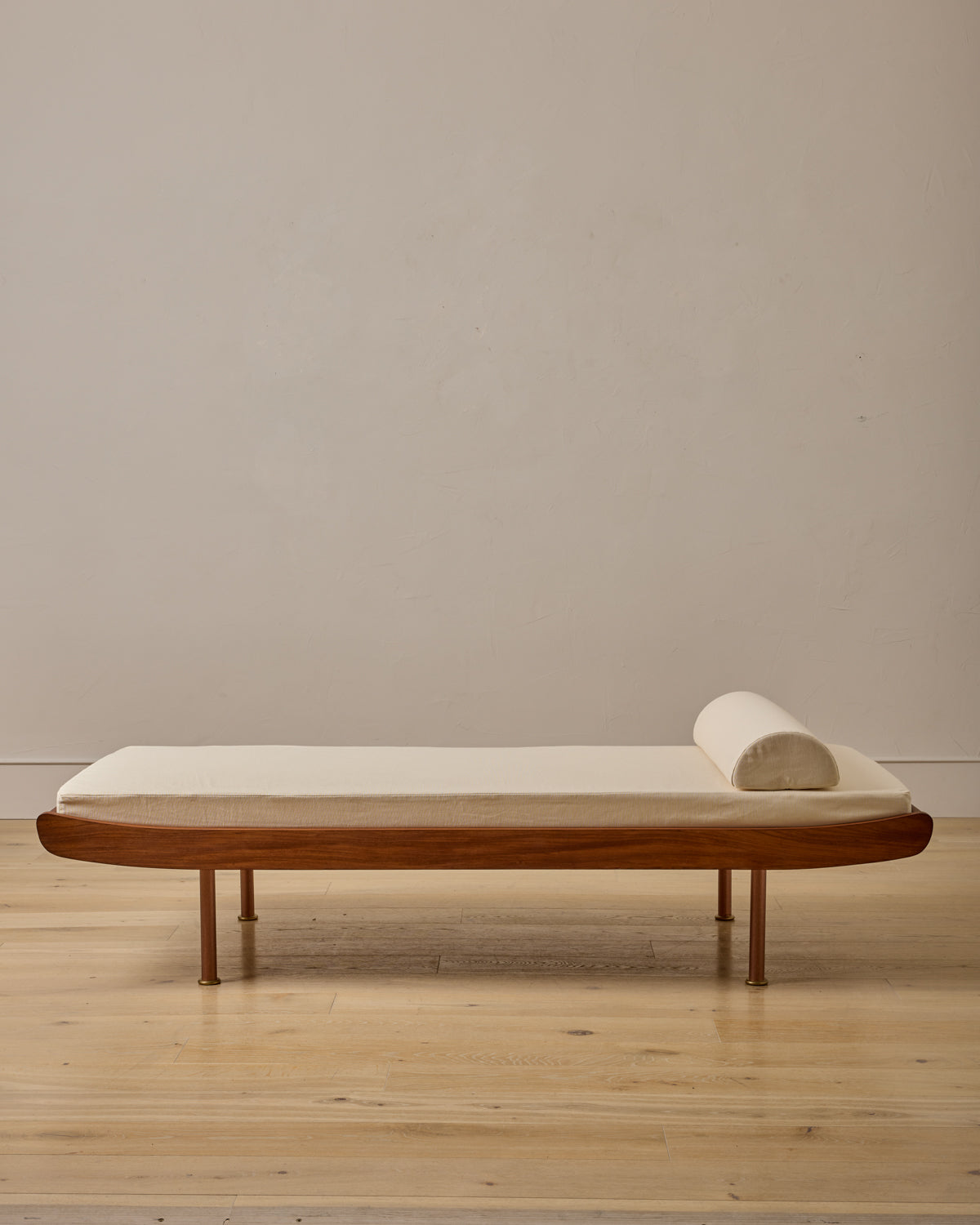 Curved Wooden Daybed with Copper Legs