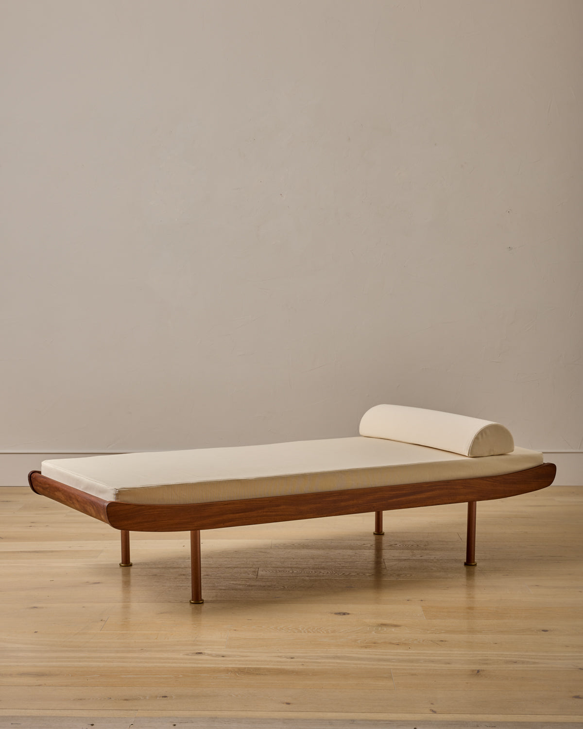 Curved Wooden Daybed with Copper Legs