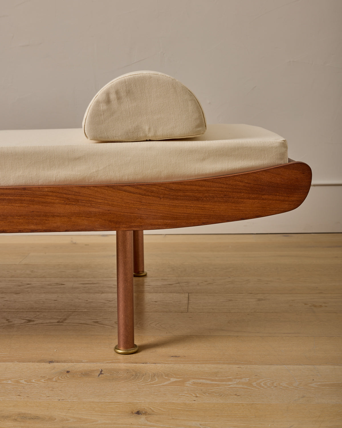 Curved Wooden Daybed with Copper Legs