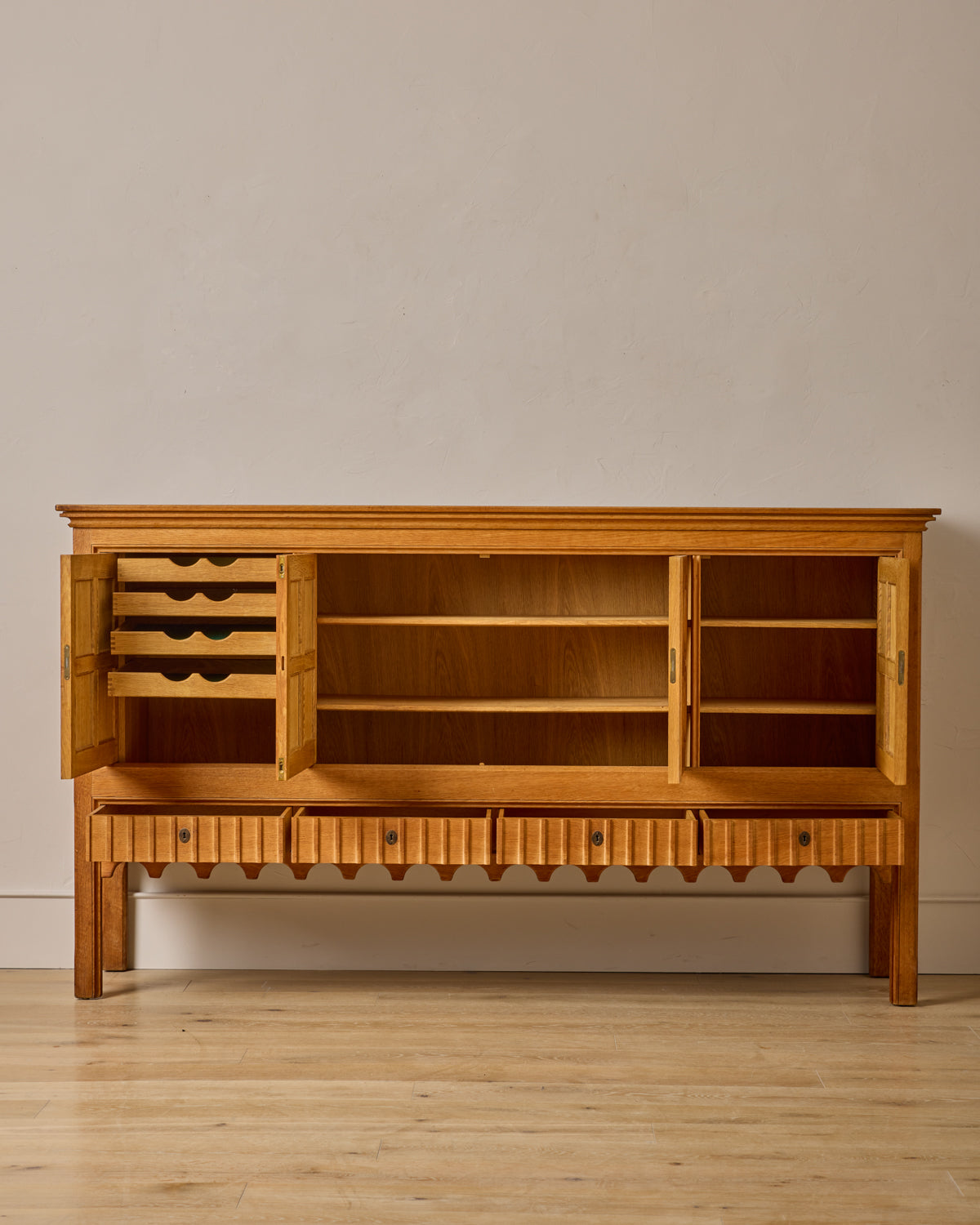 1960s Carved Oak Sideboard by Henning Kjaernulf