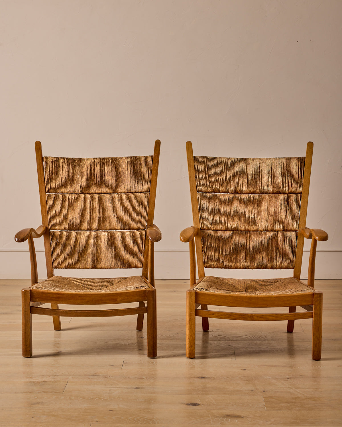 Pair of Rush Armchairs by Bas Van Pelt