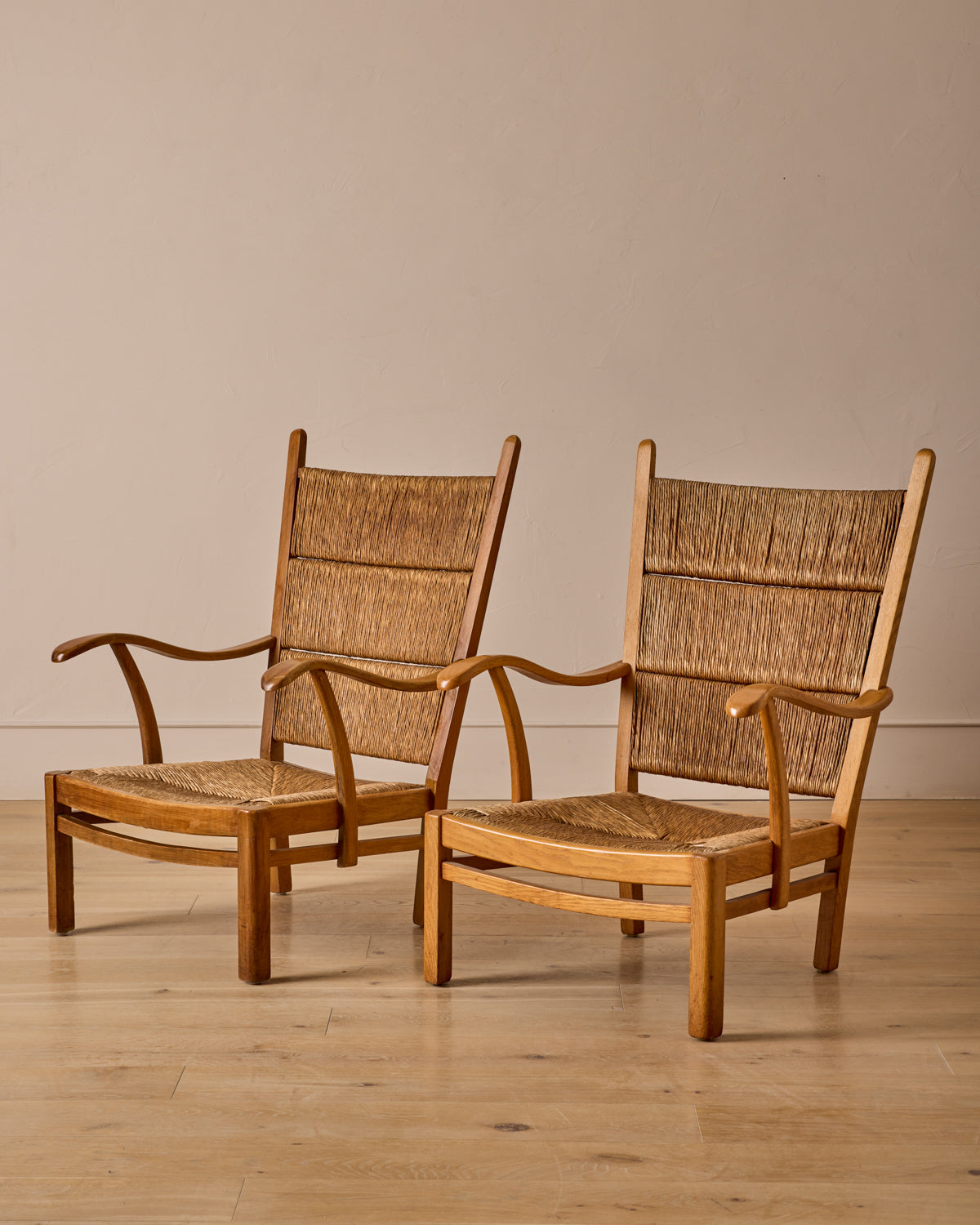 Pair of Rush Armchairs by Bas Van Pelt