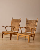 Pair of Rush Armchairs by Bas Van Pelt