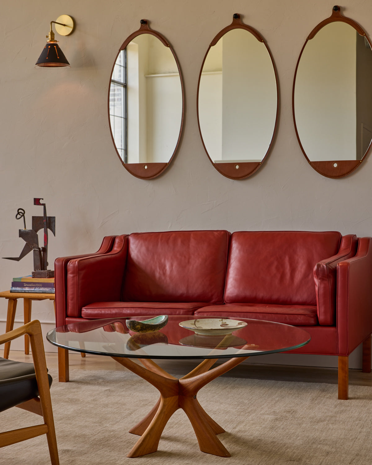 Fairmount Long Oval Leather Mirror