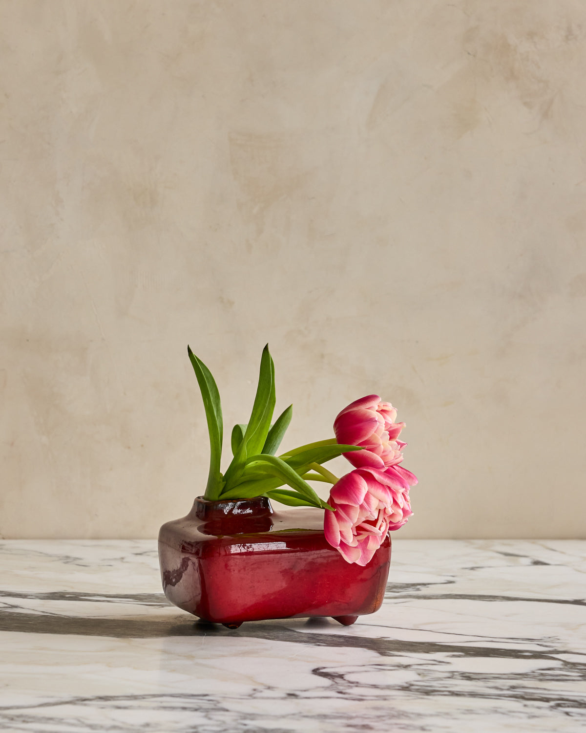 Glossy Red Ikebana Vase