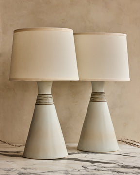Pair of Ceramic Table Lamps - Robin's Egg Pattern