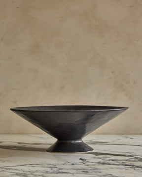 Ceramic Pedestal Bowl - Coal