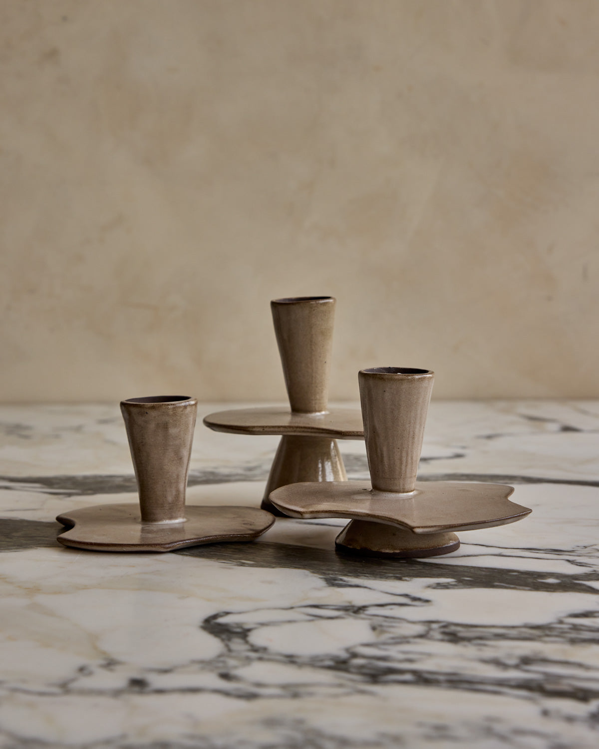 Nesting Ceramic Candle Holders - Foam Trio