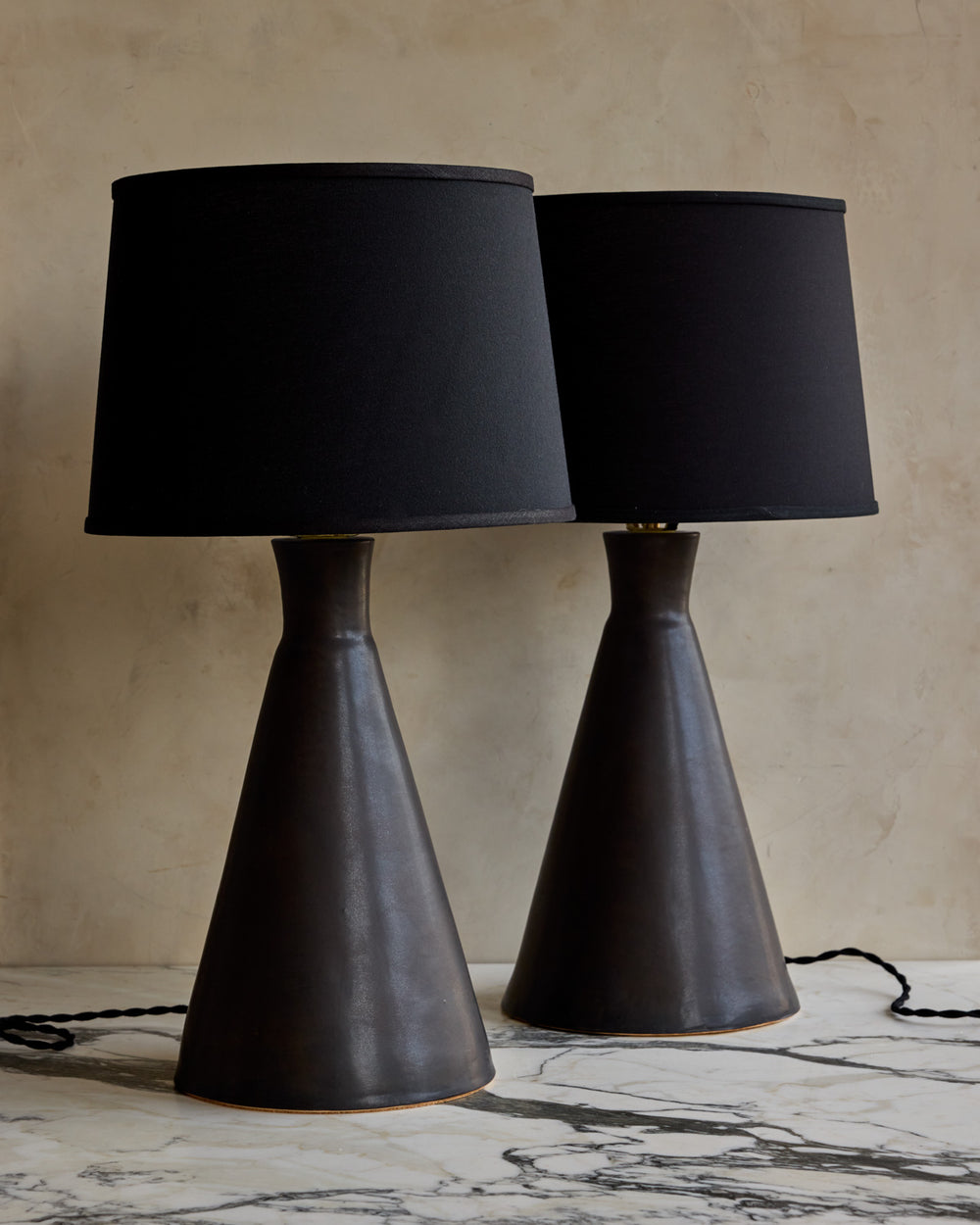 Pair of Ceramic Table Lamps - Black