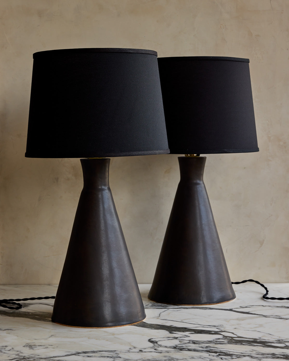 Ceramic Table Lamp Pair - Black