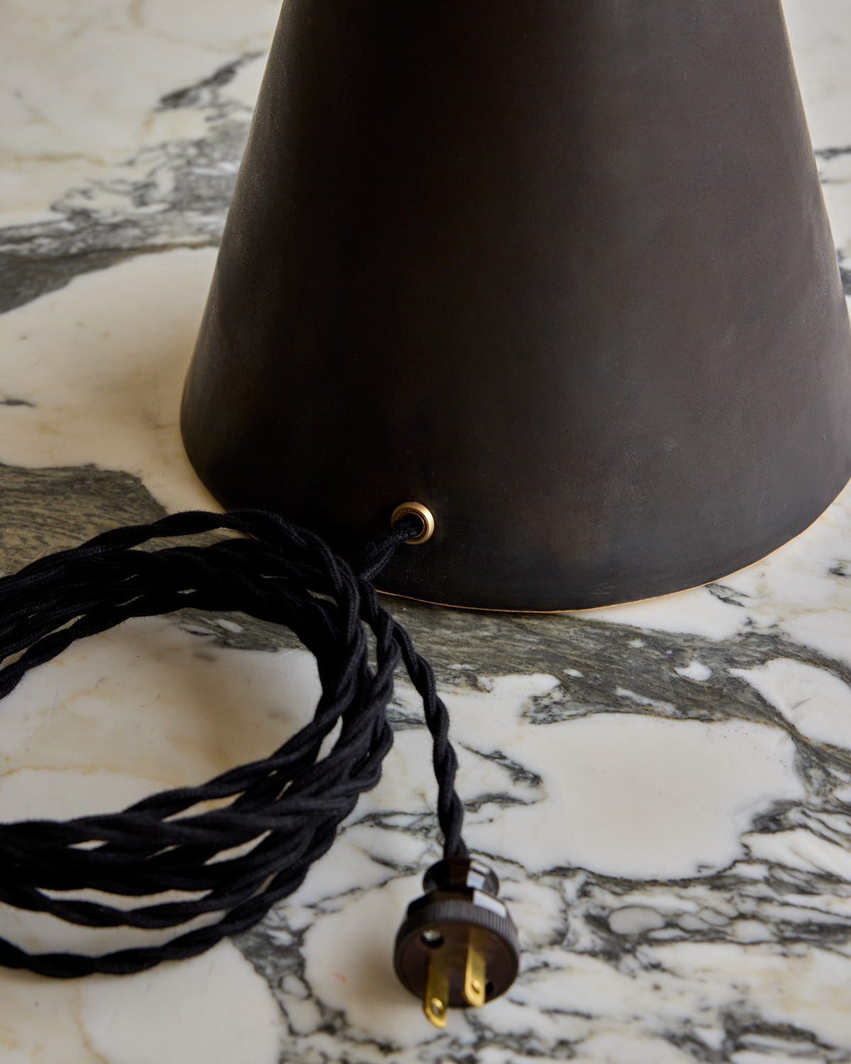 Ceramic Table Lamp Pair - Black with Line Detail