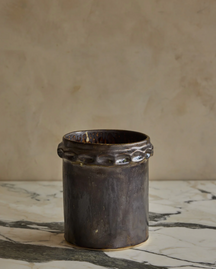 Hand Built Ceramic Chain Vessel in Bronze