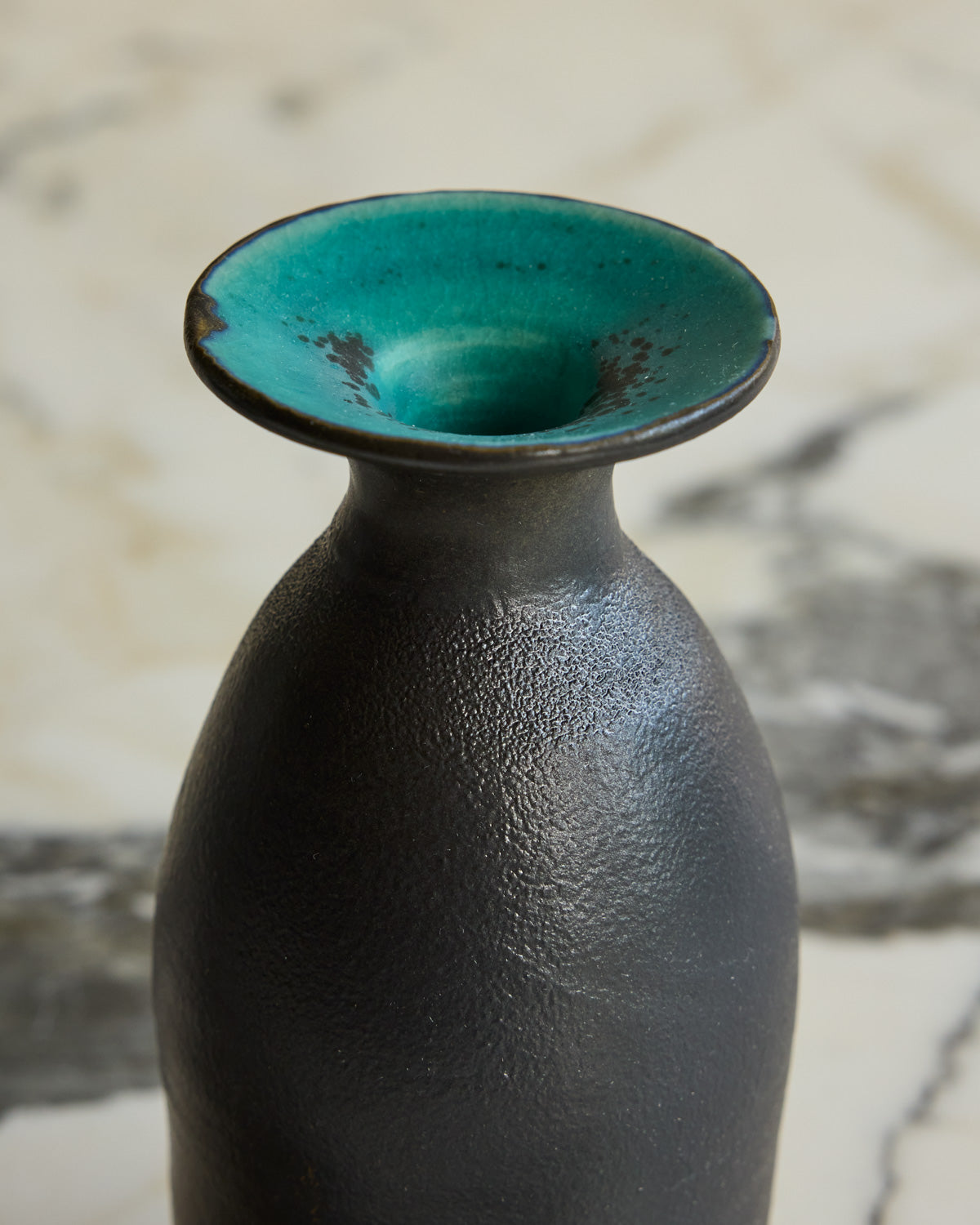 Black Mini Vase with Turquoise