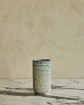 White with Blue Cylinder Vase