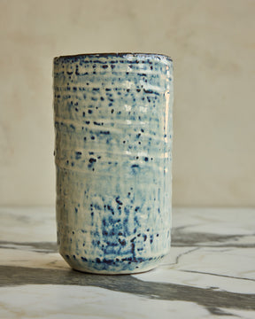 White with Blue Cylinder Vase