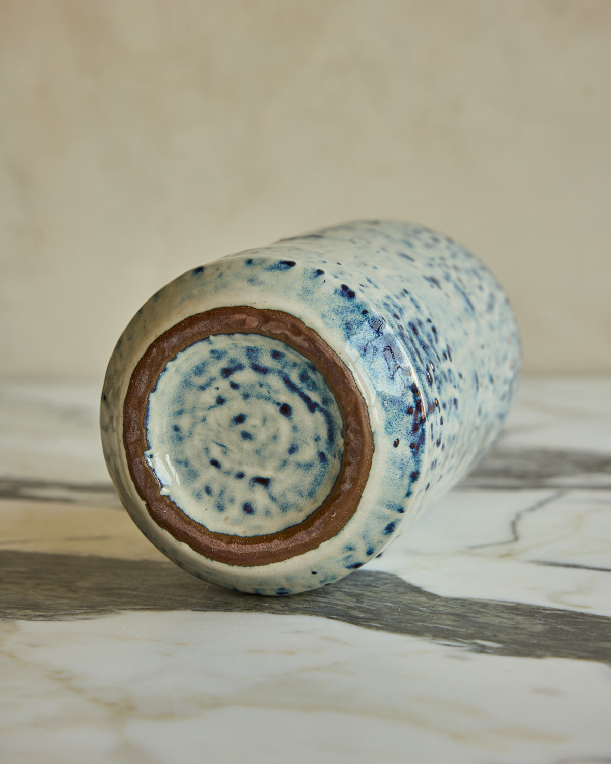 White with Blue Cylinder Vase