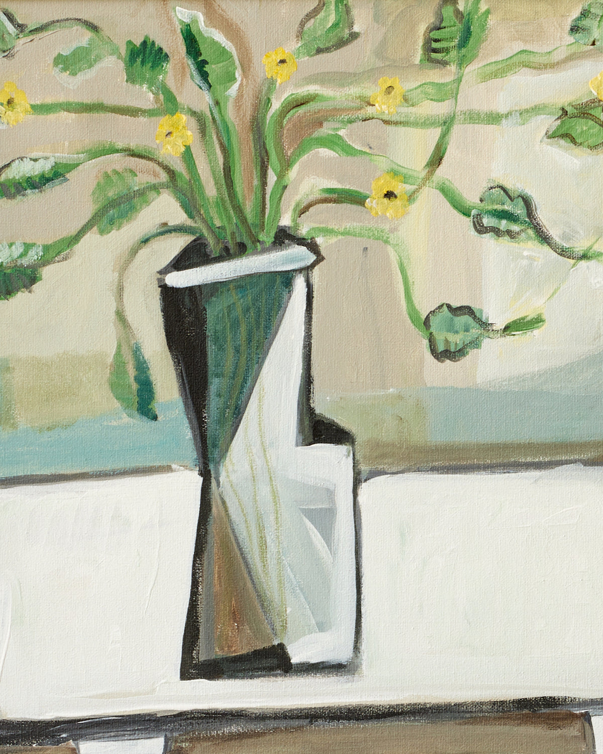 Triangle Vase with Flowers