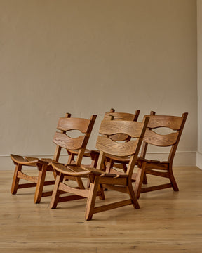 Pair of 1960s Oak Brutalist Lounge Chairs by Dittman & Co