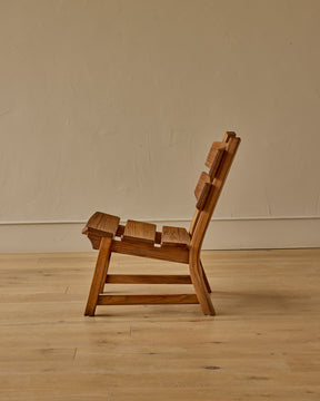 Pair of 1960s Oak Brutalist Lounge Chairs by Dittman & Co