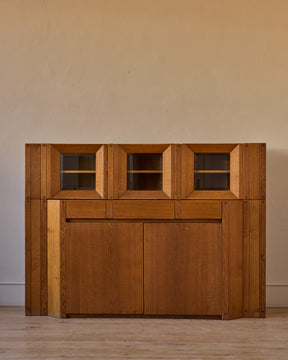 1970s Italian Glazed Oak Credenza by Giuseppe Rivadossi
