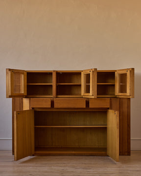 1970s Italian Glazed Oak Credenza by Giuseppe Rivadossi