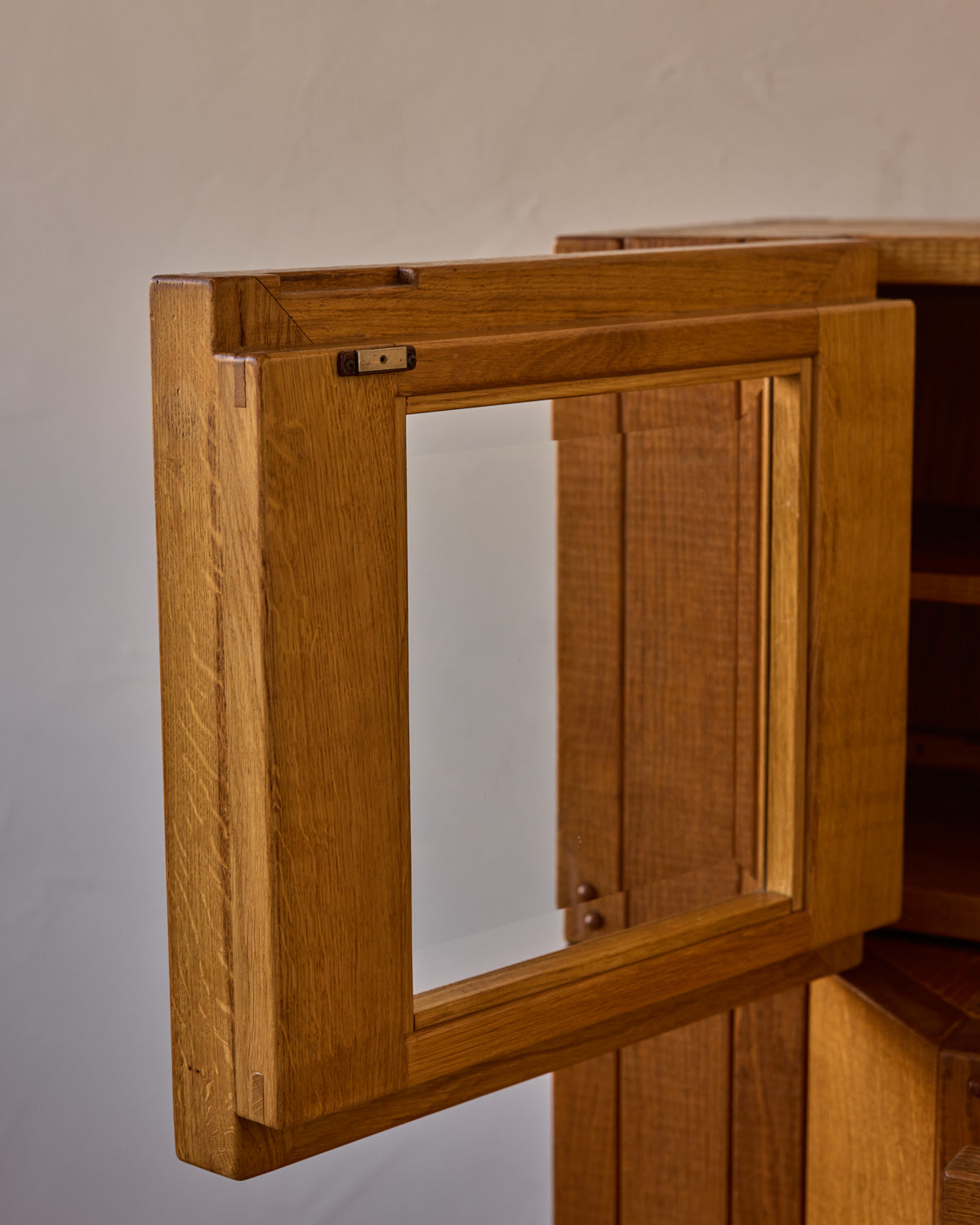 1970s Italian Glazed Oak Credenza by Giuseppe Rivadossi