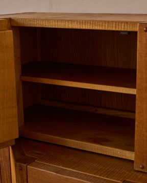 1970s Italian Glazed Oak Credenza by Giuseppe Rivadossi