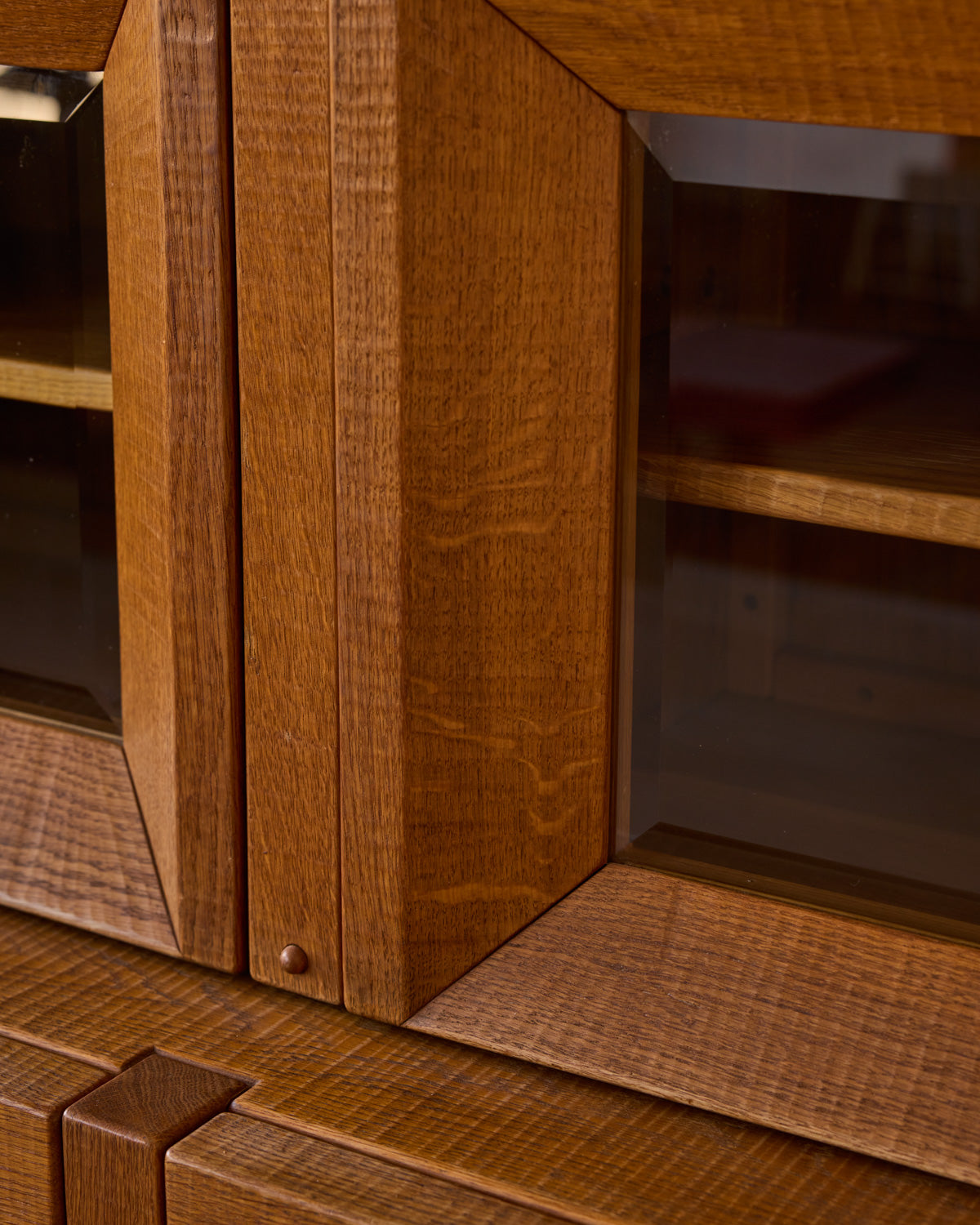 1970s Italian Glazed Oak Credenza by Giuseppe Rivadossi