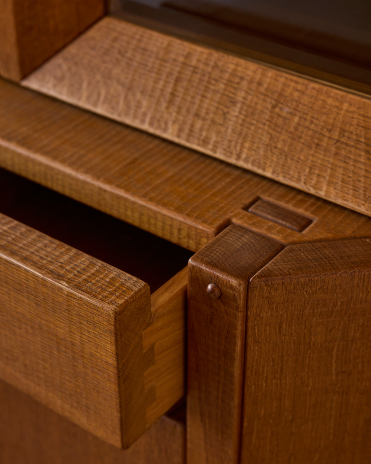 1970s Italian Glazed Oak Credenza by Giuseppe Rivadossi