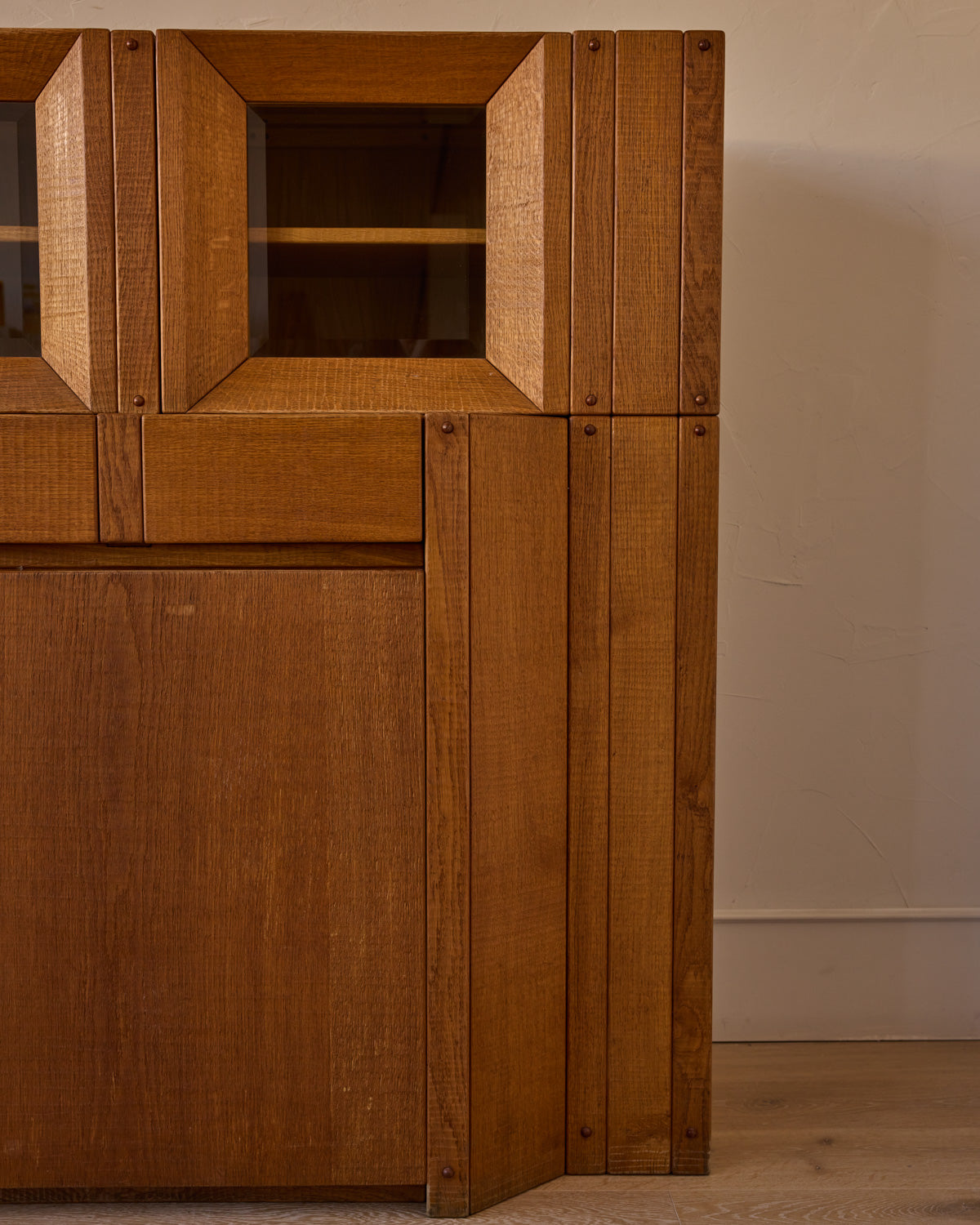 1970s Italian Glazed Oak Credenza by Giuseppe Rivadossi