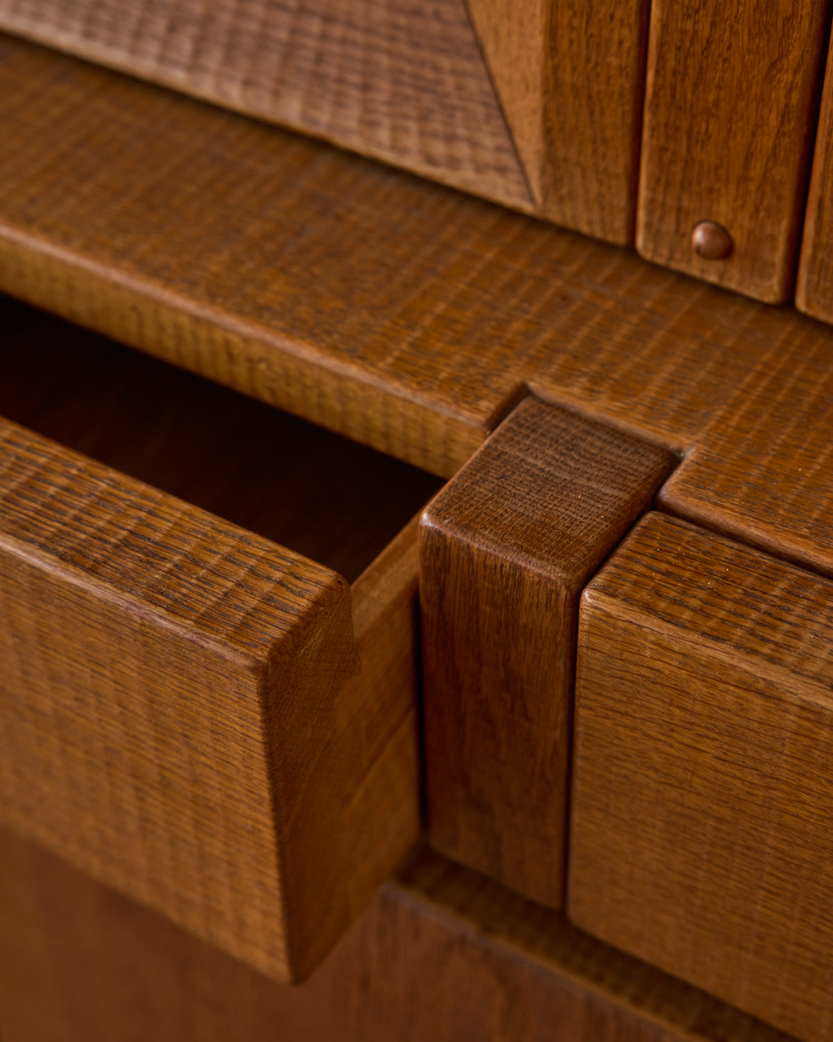 1970s Italian Glazed Oak Credenza by Giuseppe Rivadossi