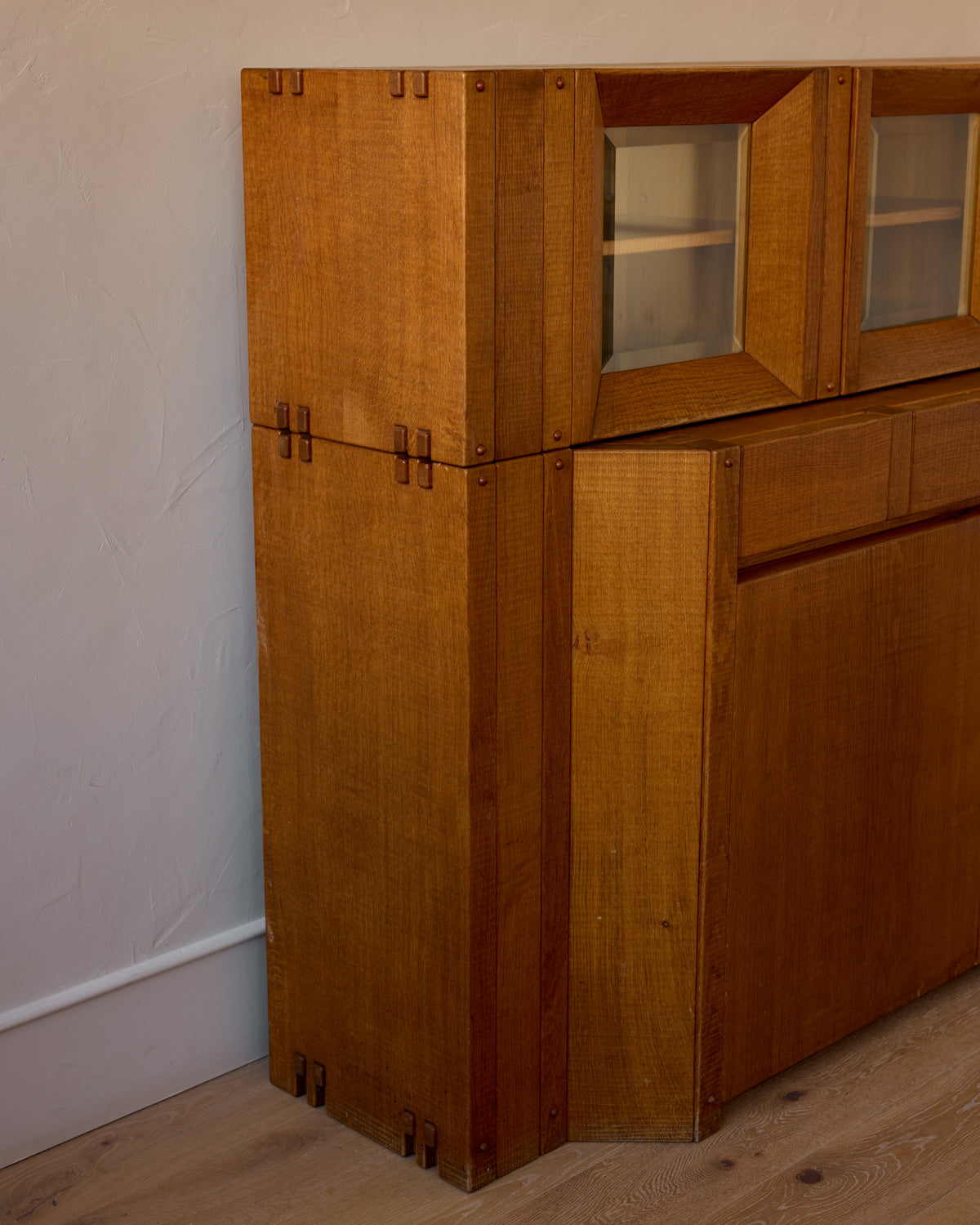 1970s Italian Glazed Oak Credenza by Giuseppe Rivadossi
