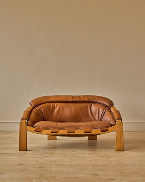 1970s Italian Cognac Leather Sofa by Luciano Frigerio