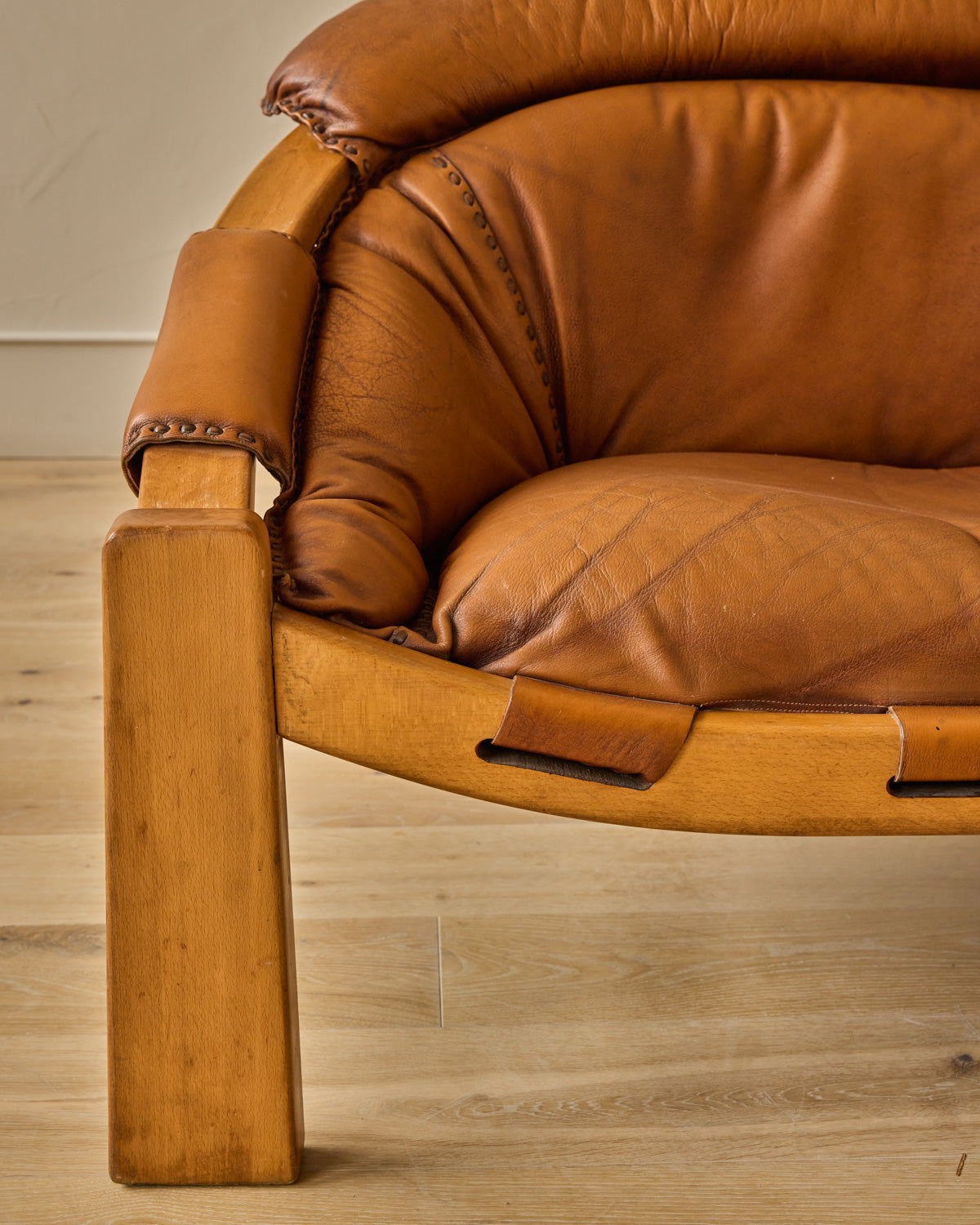 1970s Italian Cognac Leather Sofa by Luciano Frigerio