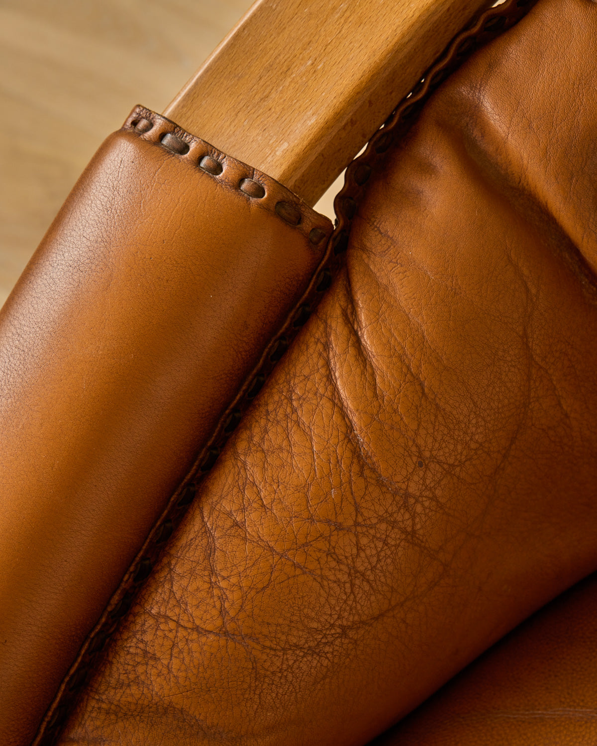 1970s Italian Cognac Leather Sofa by Luciano Frigerio