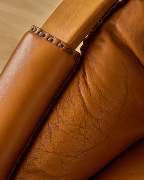 1970s Italian Cognac Leather Sofa by Luciano Frigerio