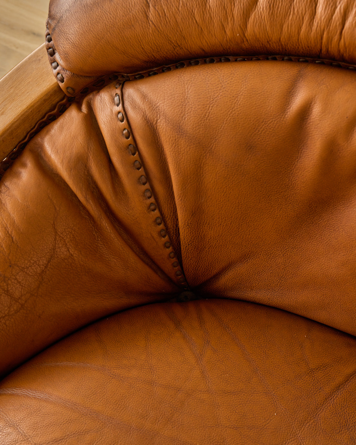1970s Italian Cognac Leather Sofa by Luciano Frigerio