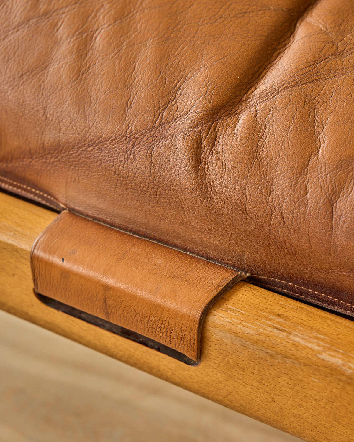 1970s Italian Cognac Leather Sofa by Luciano Frigerio