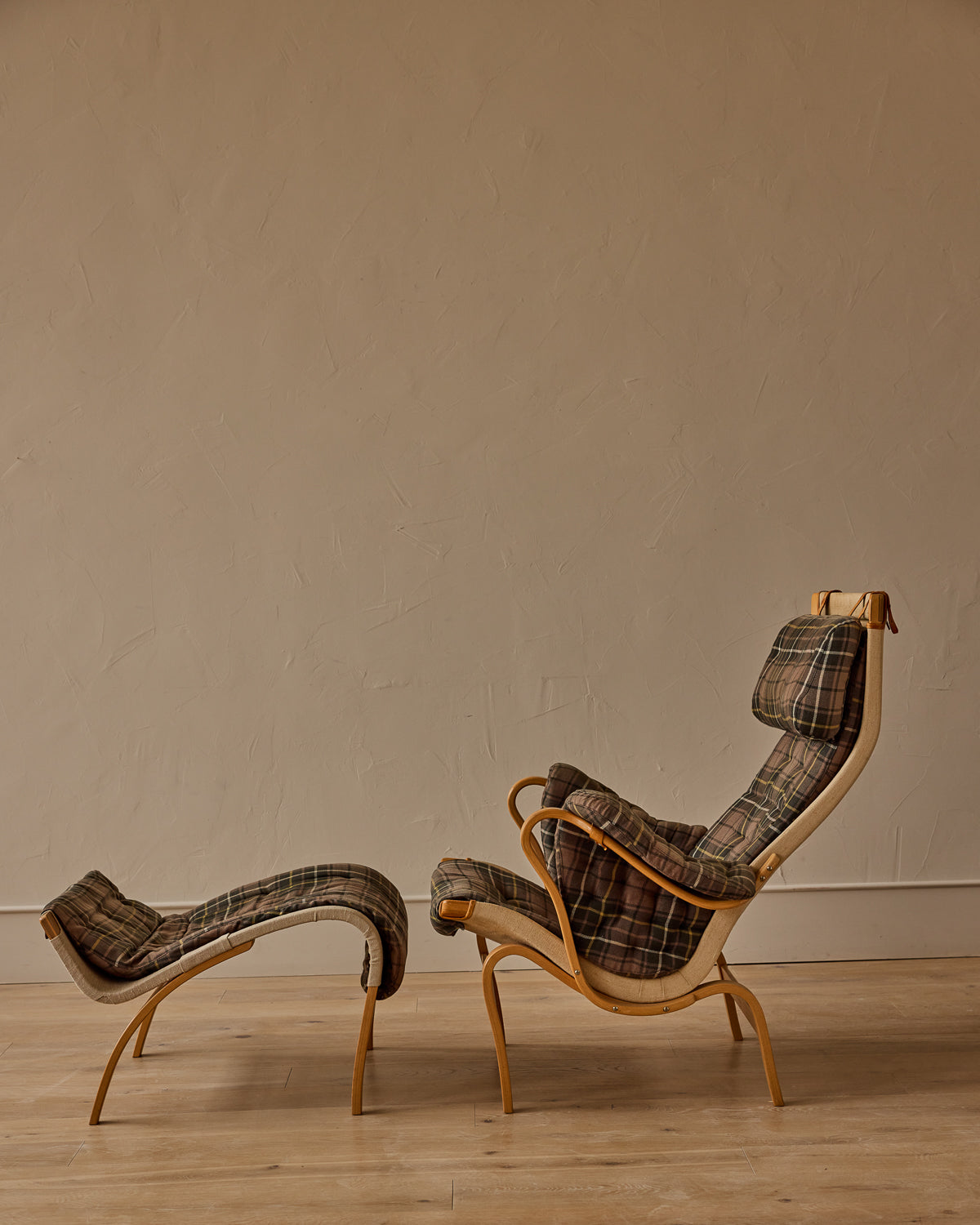 Bruno Mathsson Pernilla Armchair + Footstool by DUX