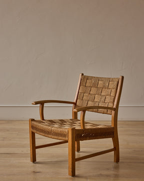 1930s Danish Seagrass Easy Chair by Fritz Hansen