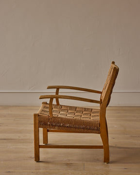 1930s Danish Seagrass Easy Chair by Fritz Hansen